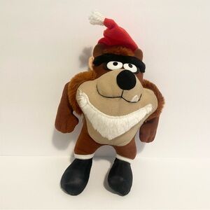 Santa Taz 1992 Warner Bros Plush Stuffed Animal Toy Vintage Christmas
